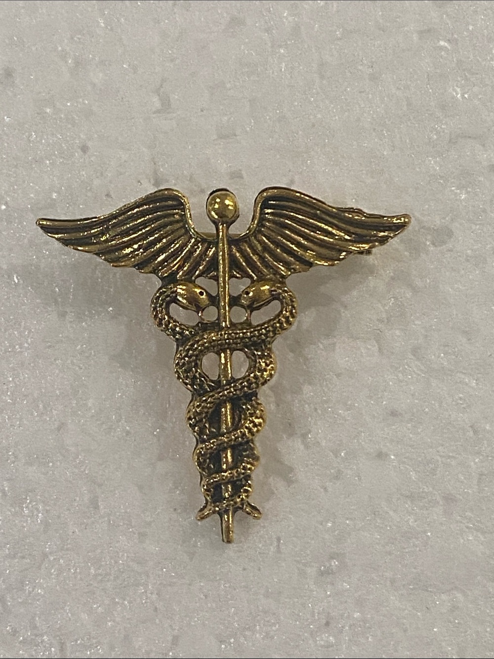Gold Caduceus Medical Symbol Pin - Classic Gold Tone